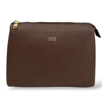 Coffee Pebbled Vegan Leather Shoulder Bag