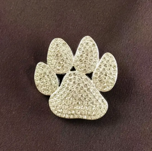 Rhinestone Paw Print Brooch
