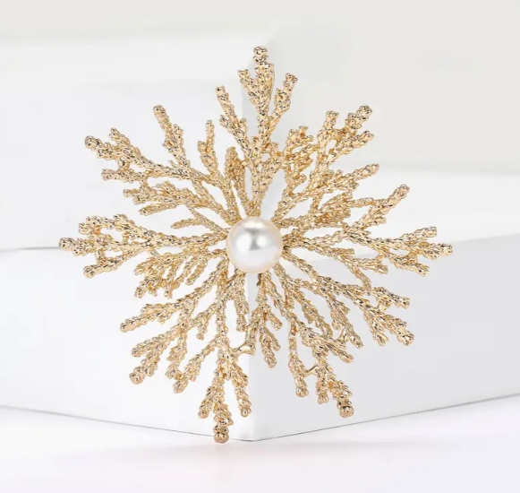 Rose Gold Snowflake Brooch – Pearl Centre