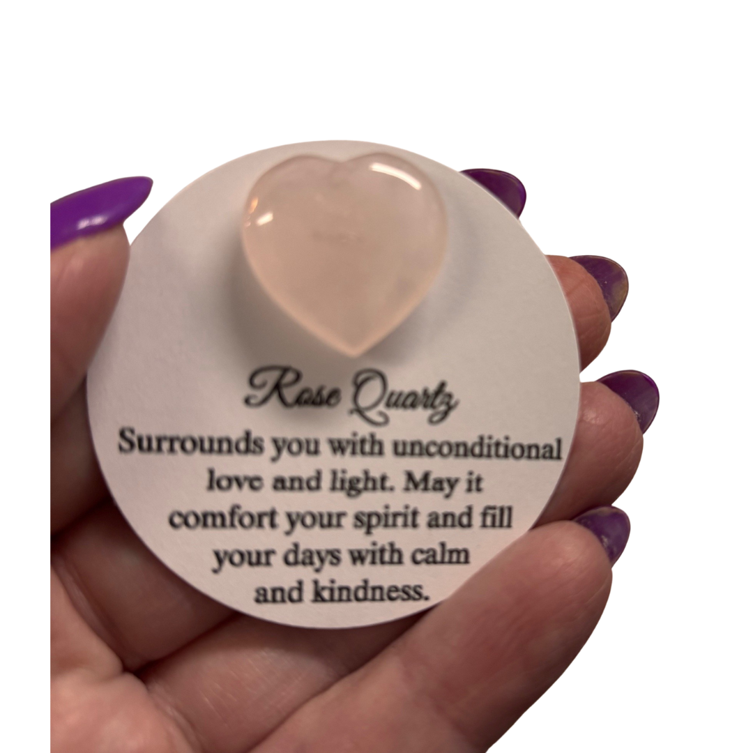 Rose Quartz Heart with Inspirational Card