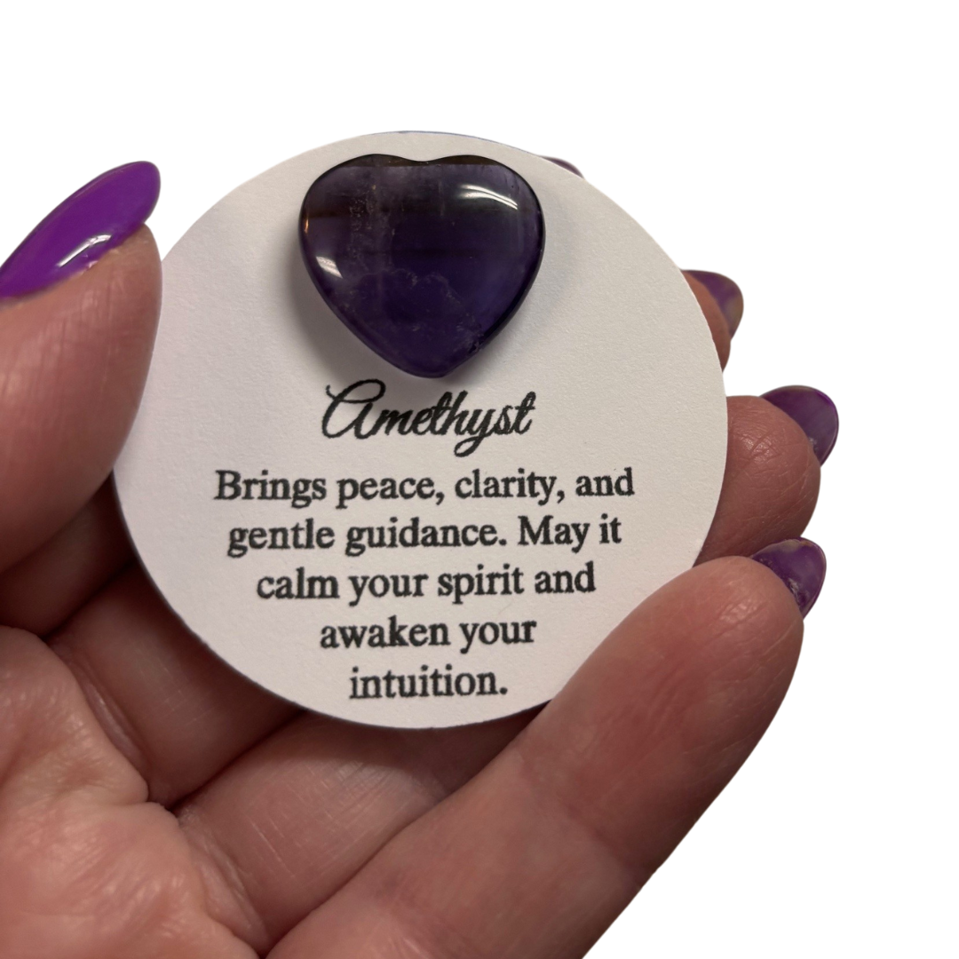 Amethyst Heart with Inspirational Card