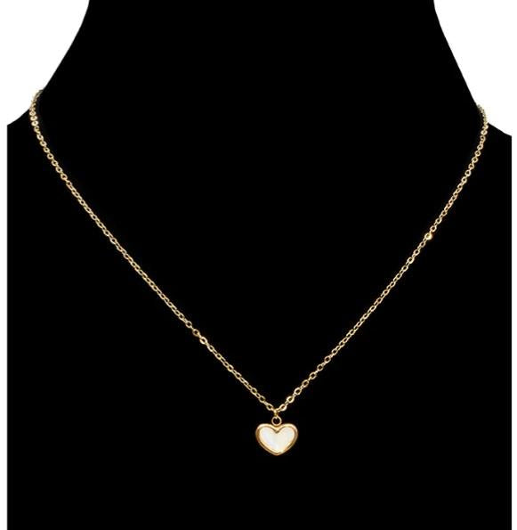 Gold Plated Heart Pendant with Mother of Pearl