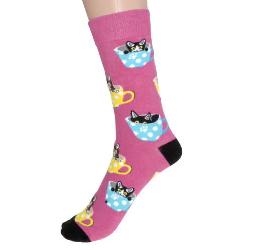 Ladies’ Cat in Teacup Socks