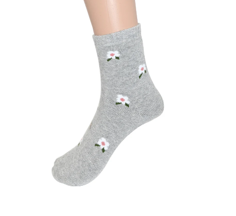Ladies’ White Flower Socks