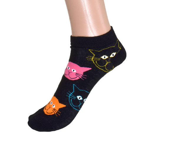 Ladies’ Colourful Cat Ankle Socks