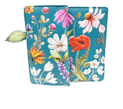 Teal Embossed Floral Wallet