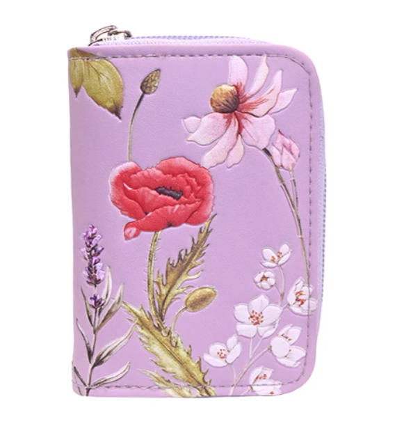 Mauve Embossed Floral Small Wallet