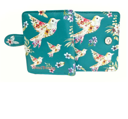 Teal Embossed Bird Small Wallet