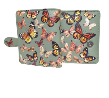 Green Embossed Monarch Butterfly Small Walle