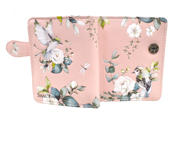 Pink Embossed Flowers & Birds Small Wallet