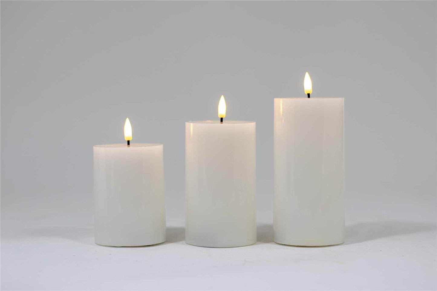 3-Piece LED White Wax Candle Set with Timer