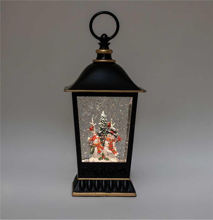 Snowman Friends with Cardinals Glitter Lantern