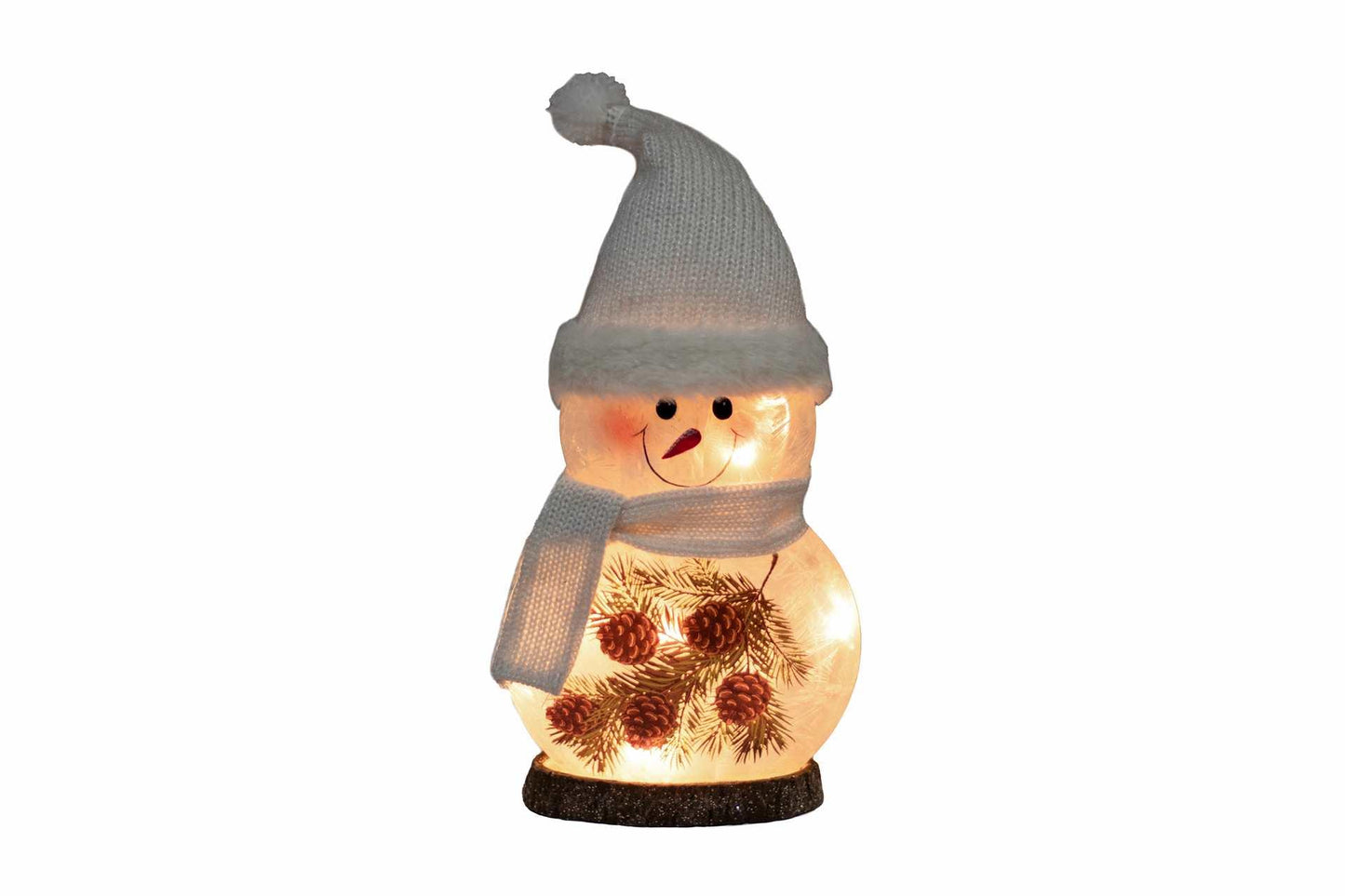 Hand-Painted Glass Snowman Décor with Fabric Hat & Scarf