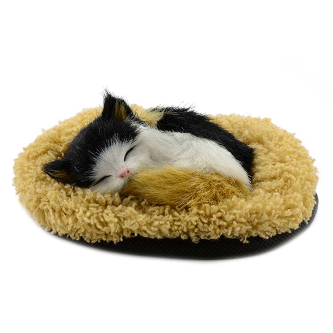 Faux Fur Calico Sleeping Kitten – Meowing