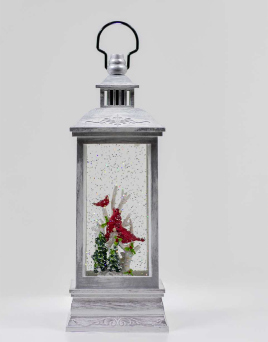 Musical Projecting Glitter Lantern – Cardinals & Tree