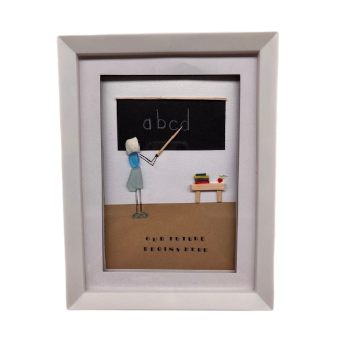 Handmade Sea Glass Art 8 5/8" x 6 5/8" | Our Future Begins Here