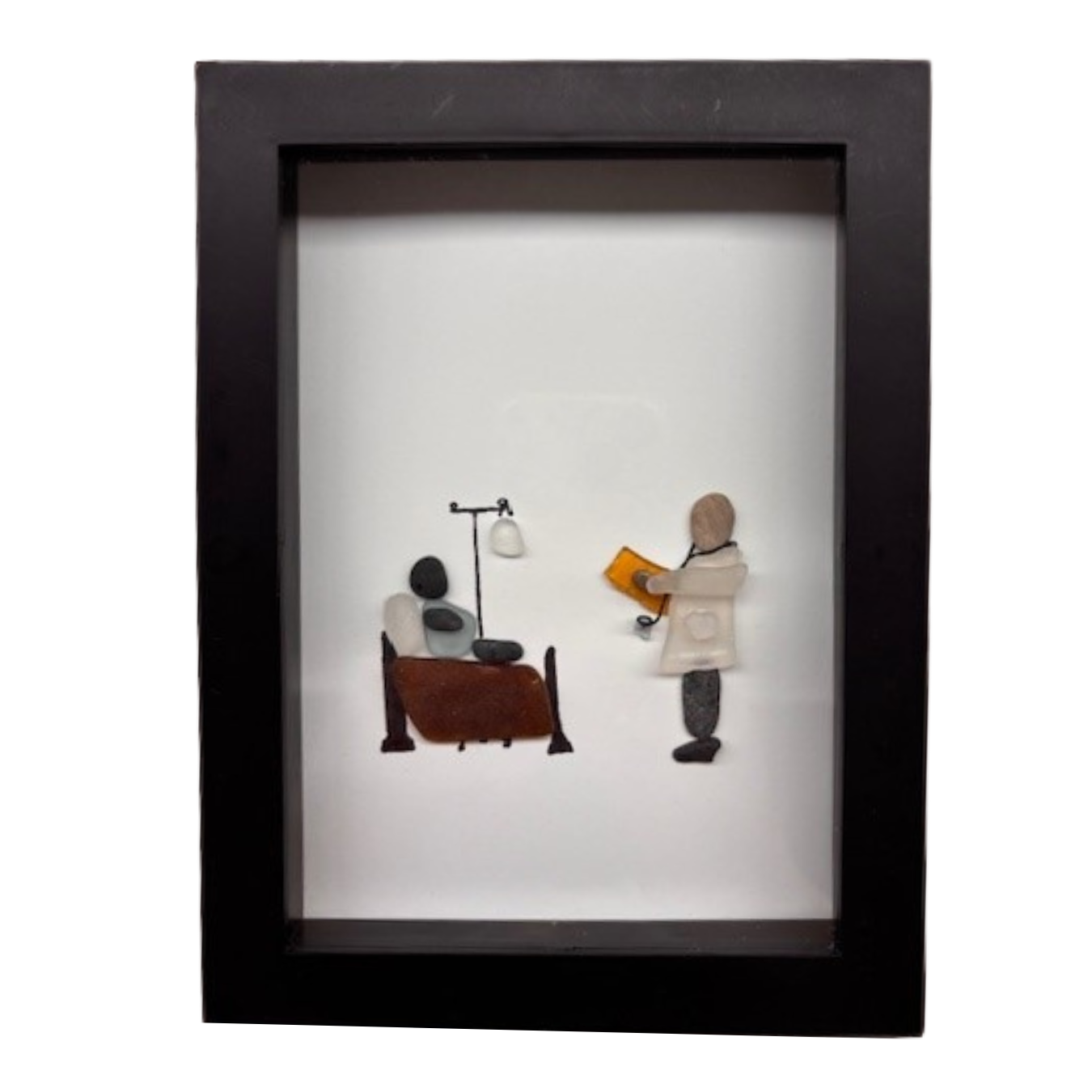 Handmade Sea Glass Art 5 7/8" x 7 7/8" | Doctor & Patient