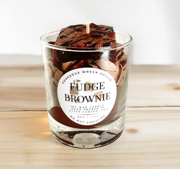 Fudge Brownie Candle – Realistic Dessert Scented Soy Coconut Wax Candle (50-Hour Burn)