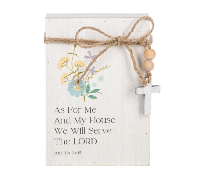 Bible Verse Plaque with Painted Flowers