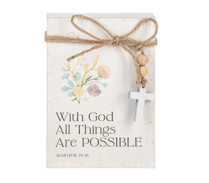 Bible Verse Plaque with Painted Flowers
