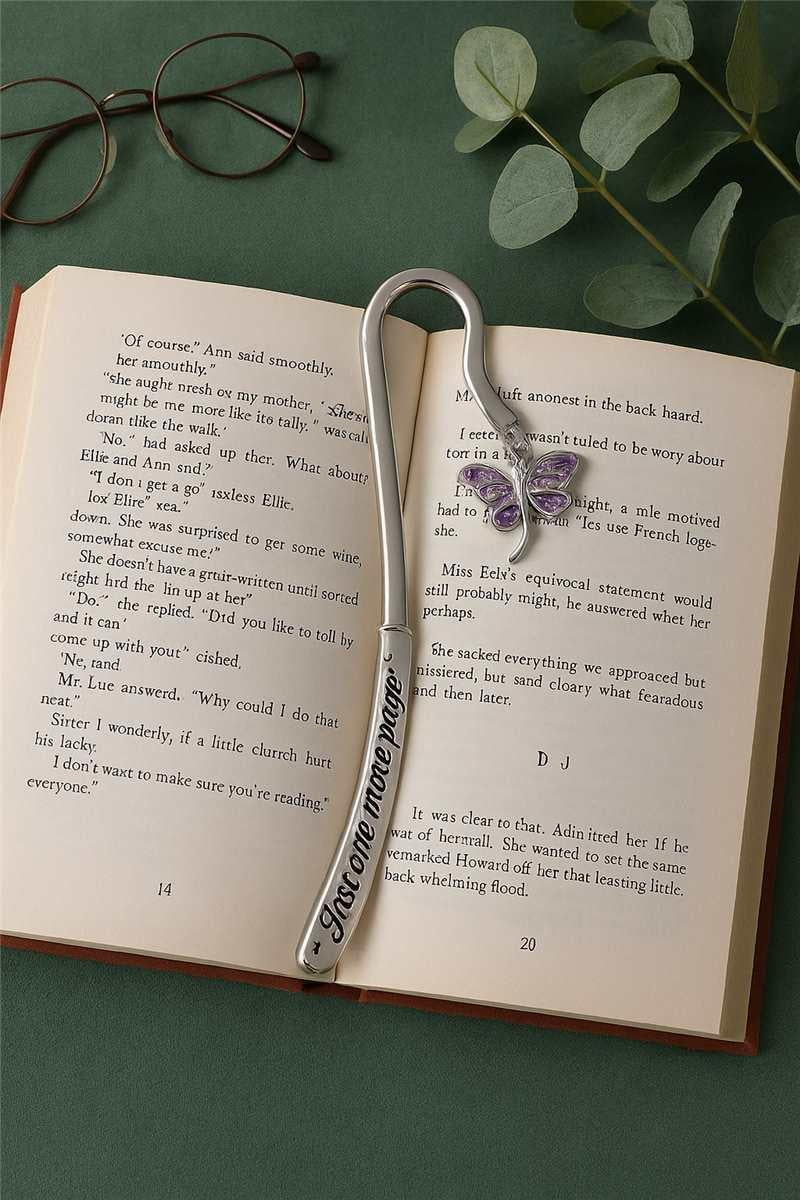 Charming Dragonfly Metal Bookmark – “…Just One More Page…”