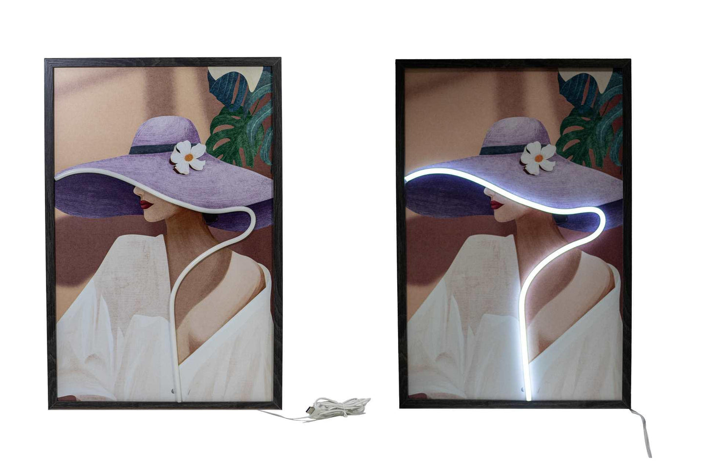 Lady in White Dress – Neon Wall Art