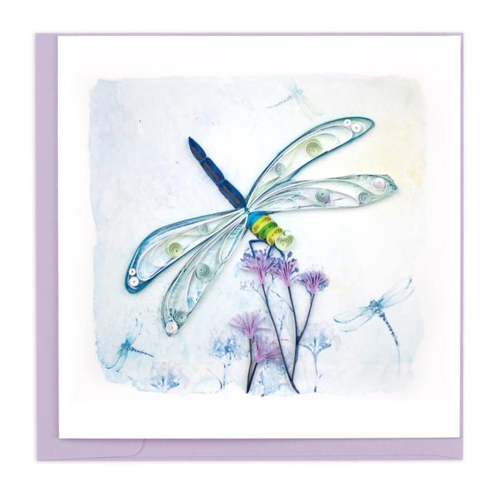 Handmade quilled Dragonfly greeting card with intricate layered paper wings