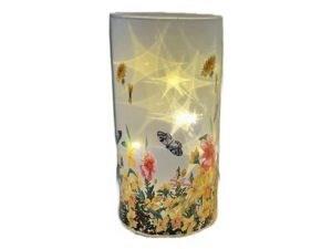 6.75" Glass Cylinder LED Light – Wildflowers & Butterflies