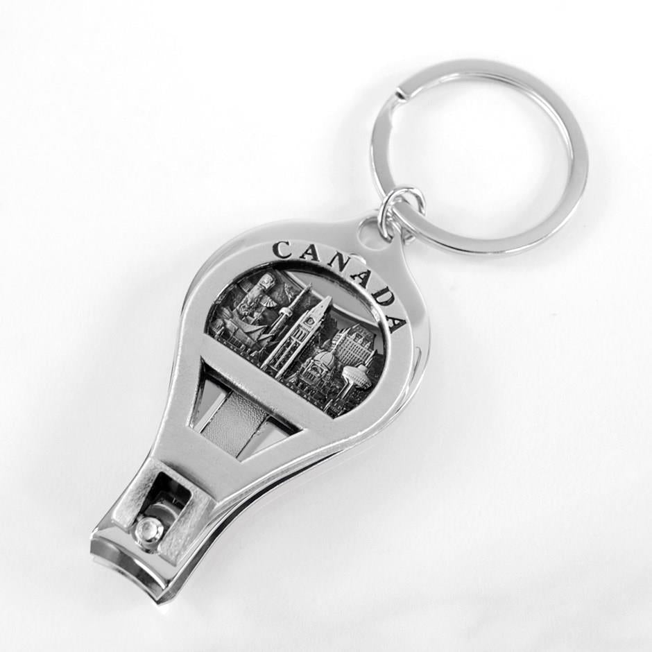 Canada Keytag Multi-Tool – Nail Clippers, Bottle Opener & File, Pewter Finish