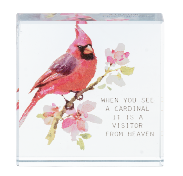 “When You See a Cardinal It’s a Visitor from Heaven” Glass Block