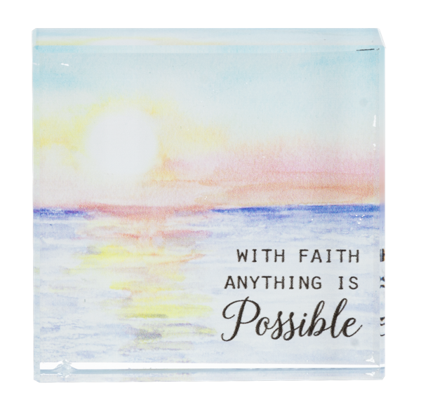 “With Faith Anything Is Possible” Glass Block