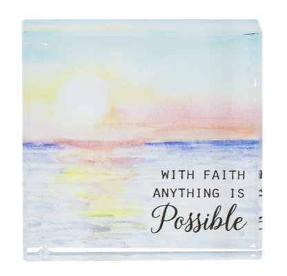“With Faith Anything Is Possible” Glass Block