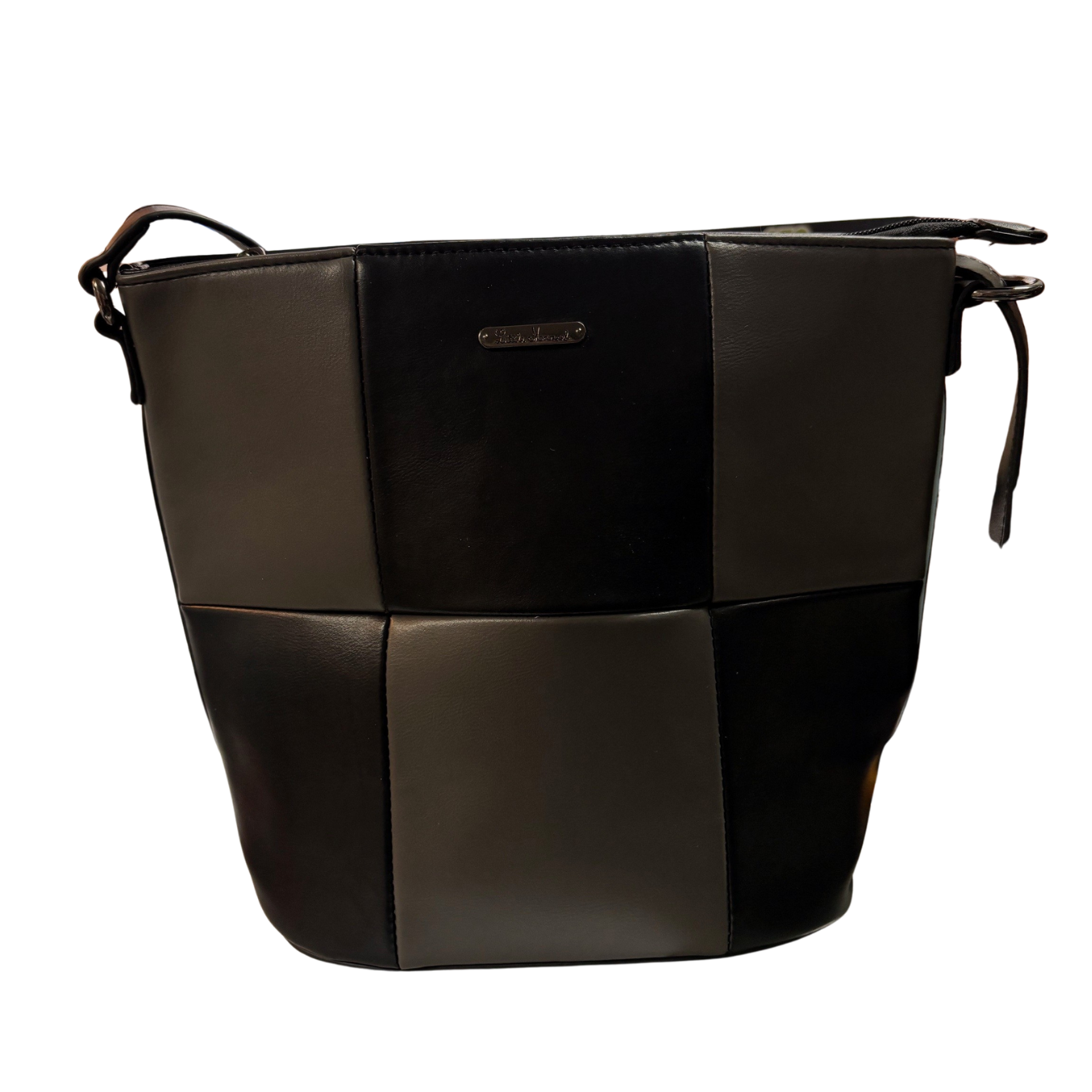 Black & Grey Checkered Vegan Leather Purse