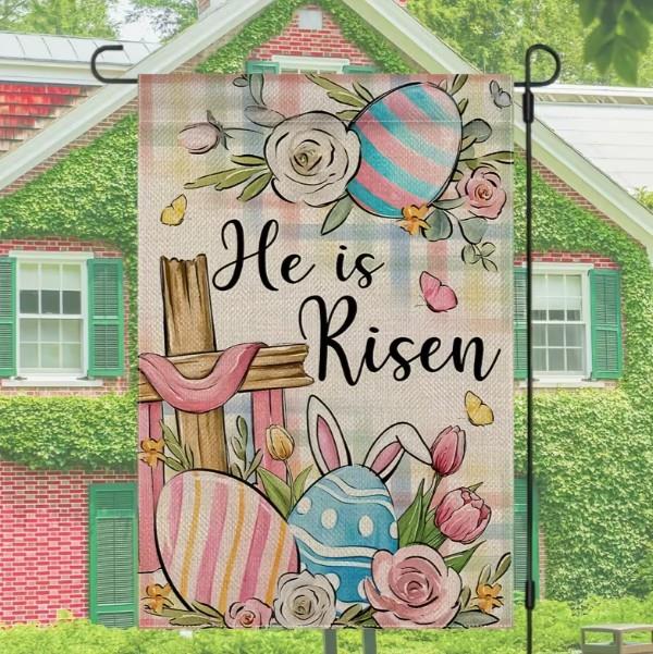 He Is Risen Garden Flag