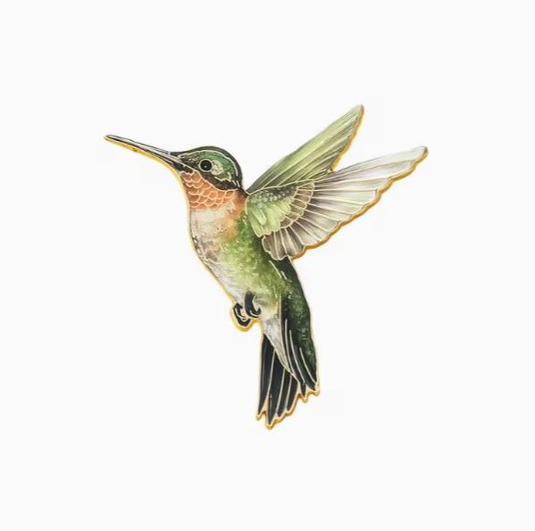 Enameled Hummingbird Pin with Poker Back