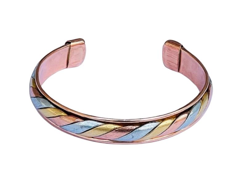 Tri-Tone Silver, Gold & Copper Magnetic Bracelet – Wellness & Pain Relief