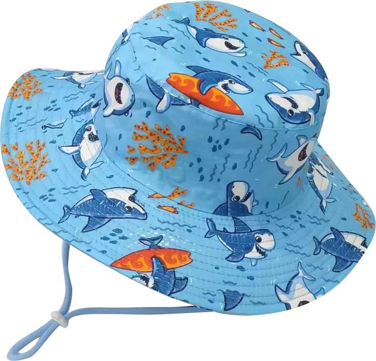 Kids’ Blue Bucket Hat with Shark Print