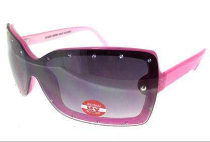 Kids’ Sunglasses – Dark Pink Arms with Rhinestone Lenses, 100% UVA/UVB Protection