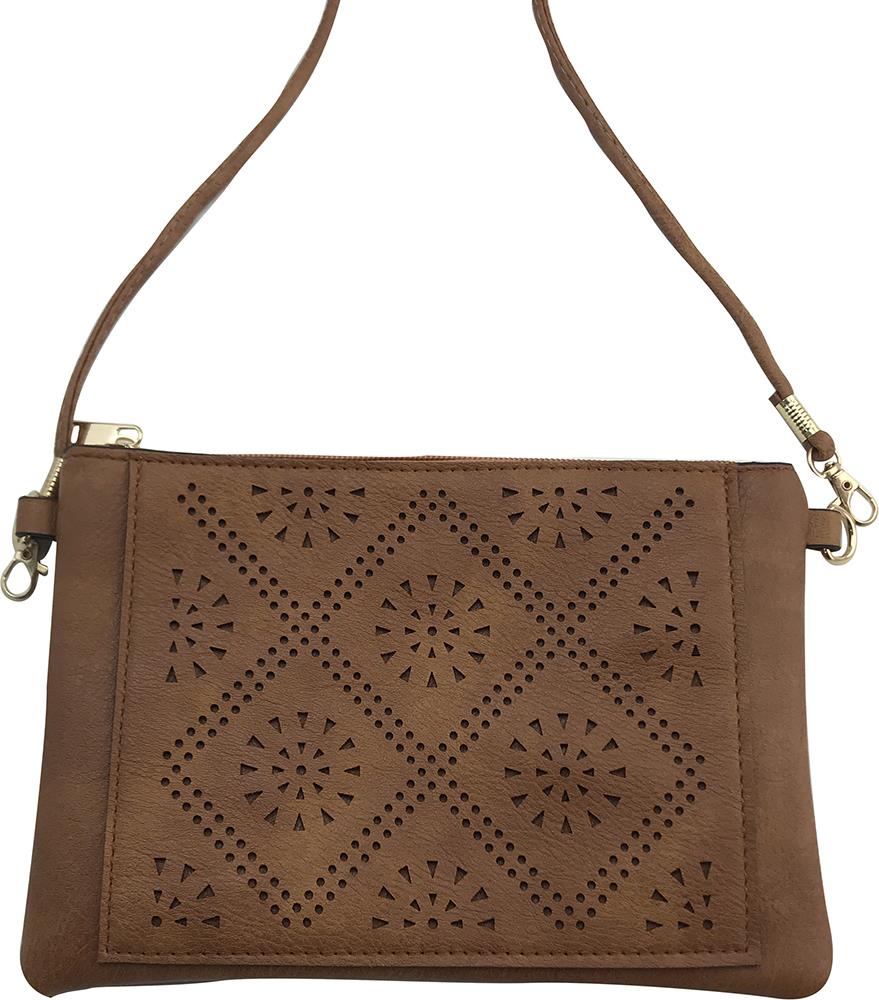 Tan Vegan Leather Slim Crossbody Purse