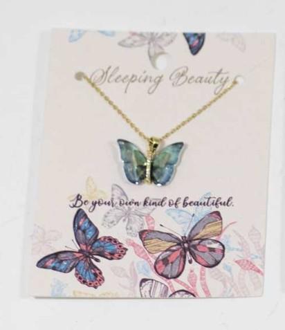 Pale Blue Resin Butterfly Necklace