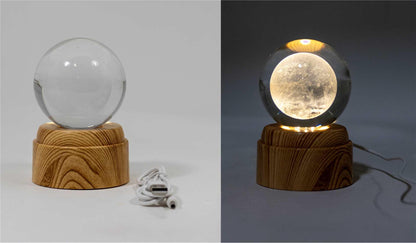 Moon Crystal Ball – Light-Up on Wooden Base