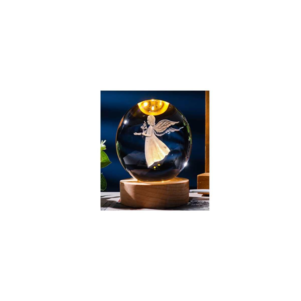3D Angel Illuminating Ball with Wood Base