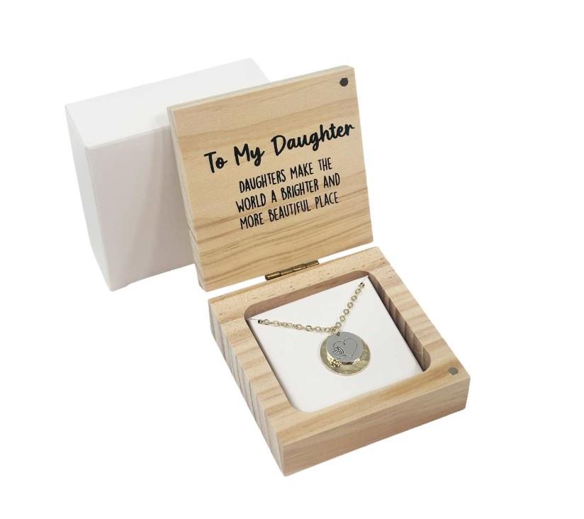 Heart & Soul Daughter Necklace in Wood Gift Box