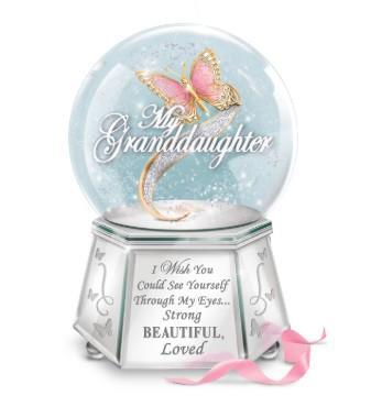 Butterfly Glitter Globe for Granddaughter – Plays “You Are So Beautiful”