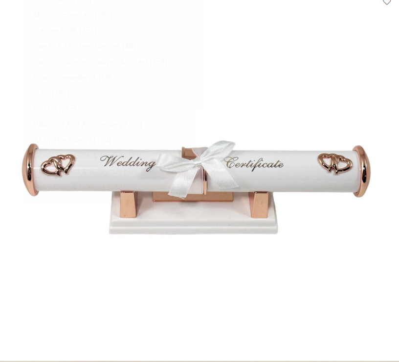 White & Rose Plated Wedding Certificate Holder with Stand