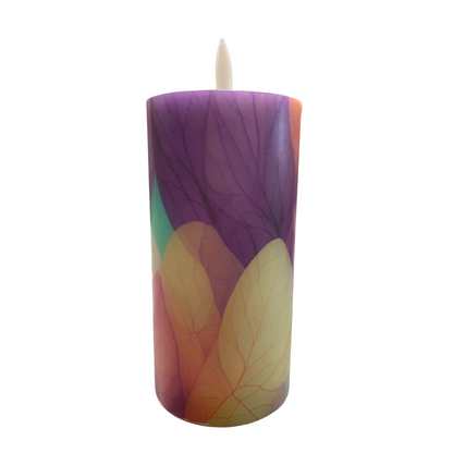 LED Wax Candle with Leaf Pattern