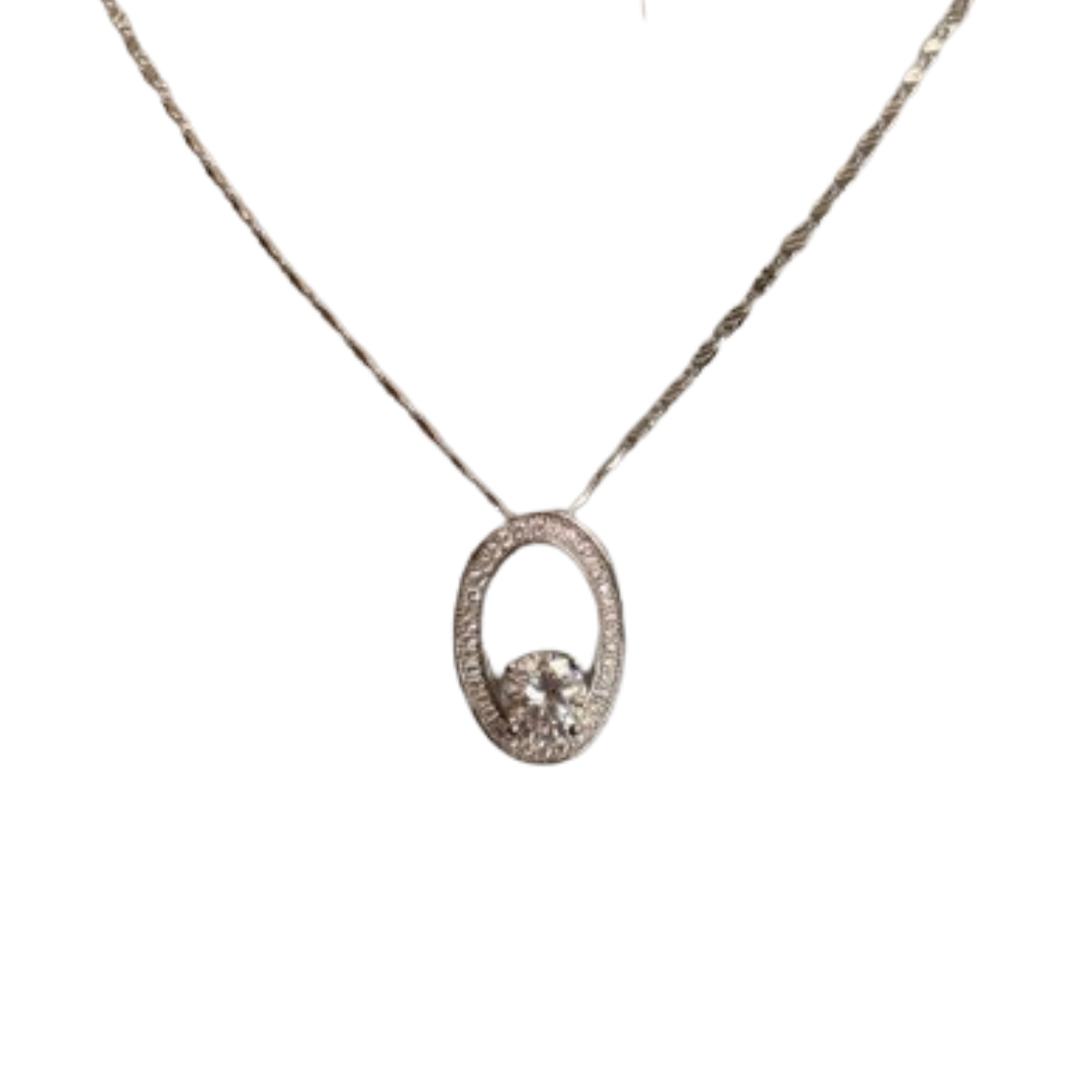 Oval CZ Pendant Necklace