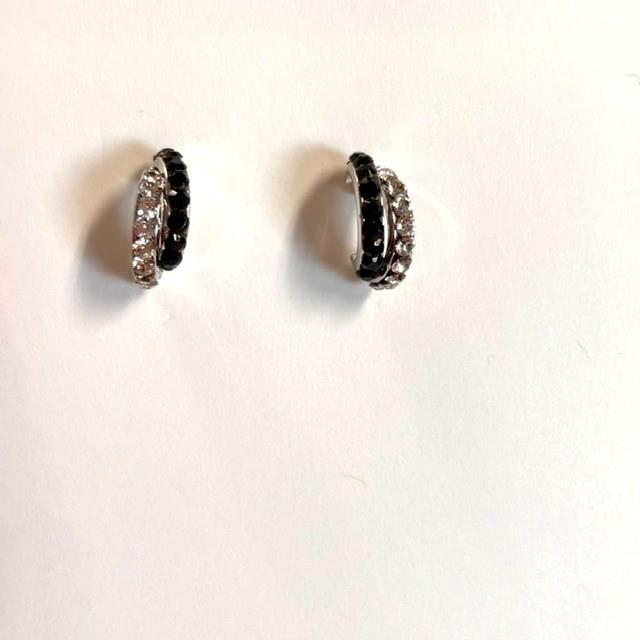 Mini Hoop Earrings with Black & Clear Crystals