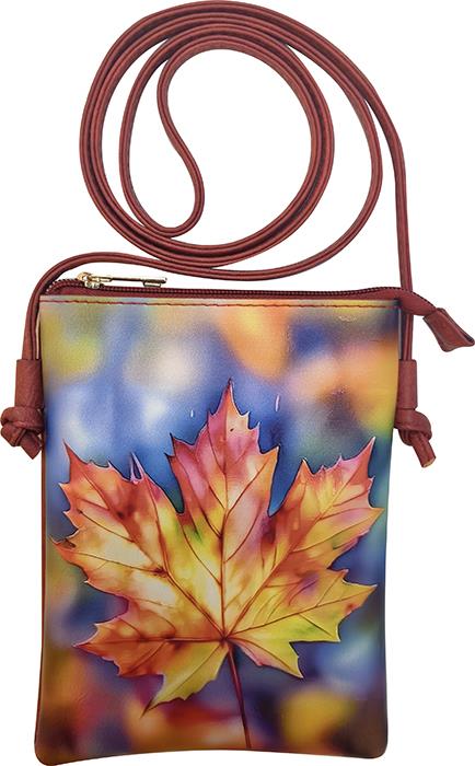Red Vegan Leather Maple Leaf Crossbody Purse