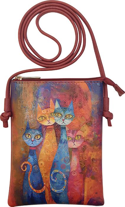 Red Vegan Leather Cat Print Crossbody Purse
